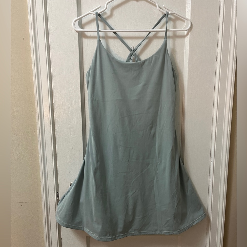 Backless Exercise Dress with Undershorts and Pockets